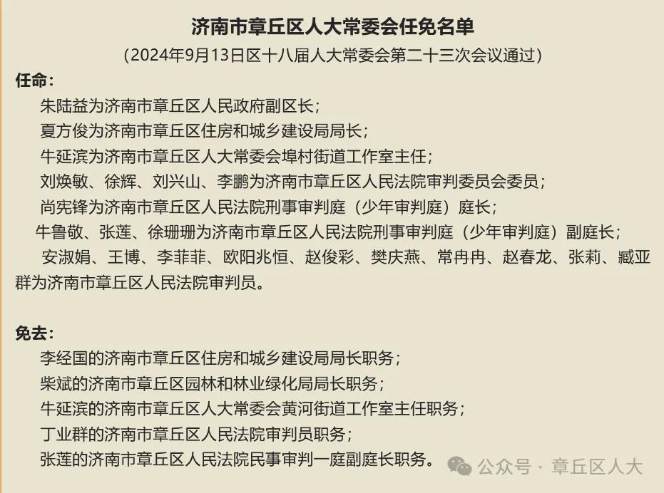 章丘最新干部任免名单揭晓